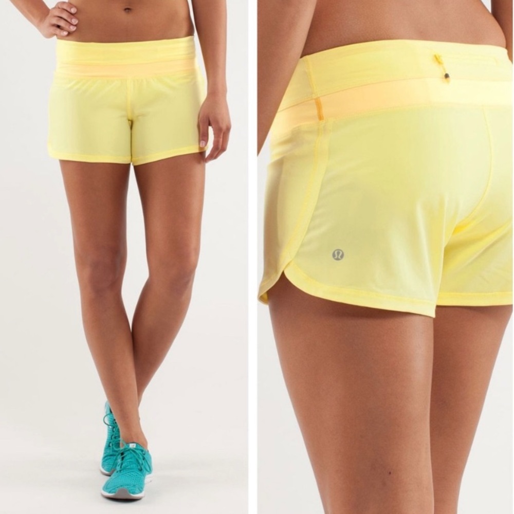 Lululemon Groovy Run Athletic Shorts Mellow Lemon Burning Yellow Womens Size 8